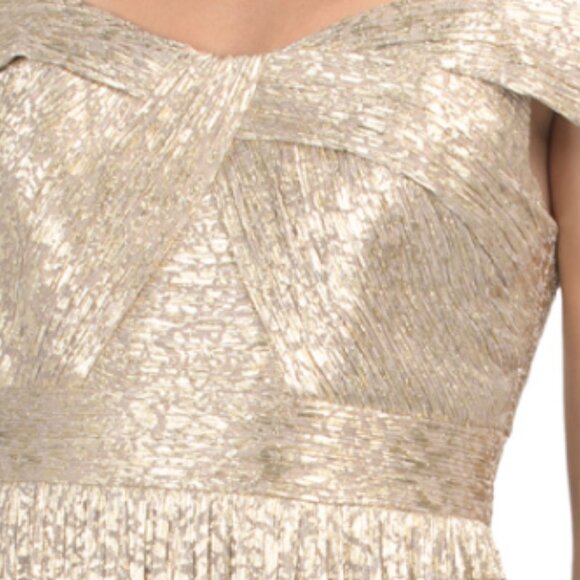 AIDAN MATTOX Off The Shoulder Gown With Metallic Accents - Picture 2 of 4